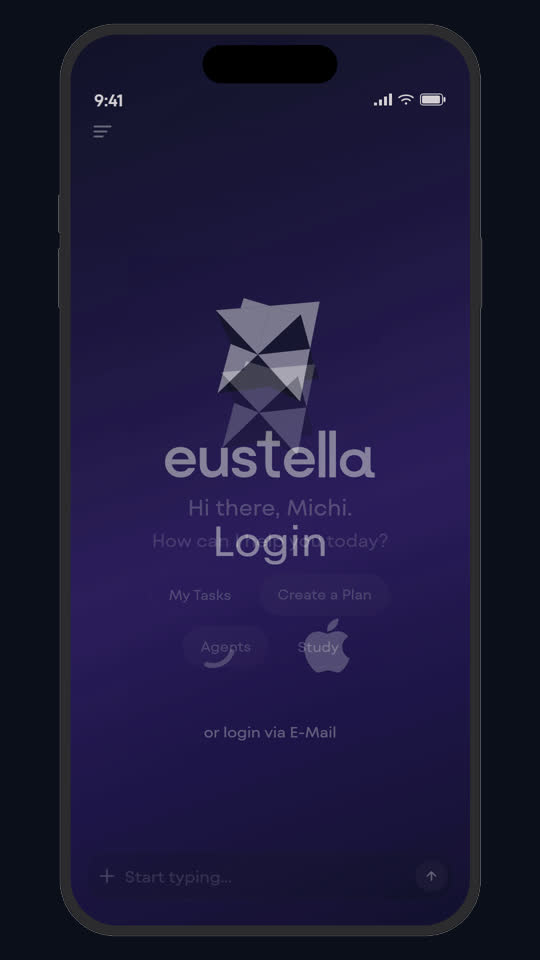 eustella AI assistant app — demo of Europe's personal AI agent planning a holiday in Portugal